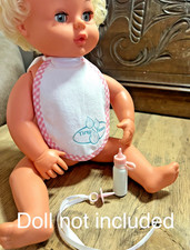 Tiny Tears 16d REPLICA BIB, DUMMY & VINTAGE BOTTLE (doll not included)