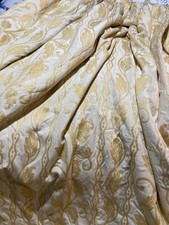 HEAVY cream /gold BROCADE Interlined CURTAINS 77”L French pleat header - 