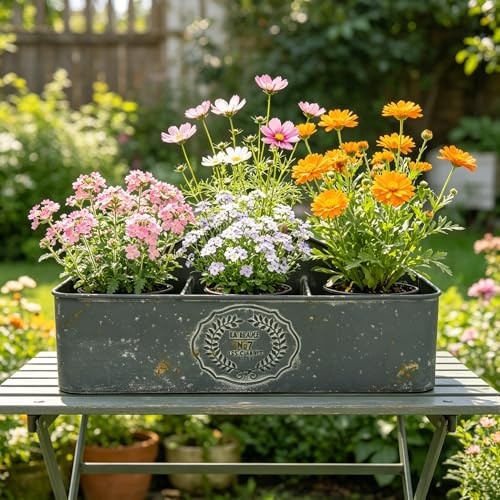 Vintage metal planter with - metal,