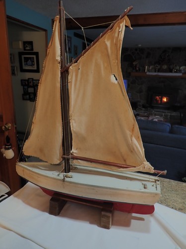 Vintage large wood boat - vintage,