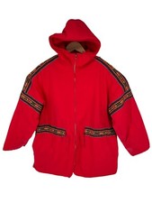 1960s 70s Womens Anorak Jacket Ski smock Floral ethnic trim Boho hippy Medium