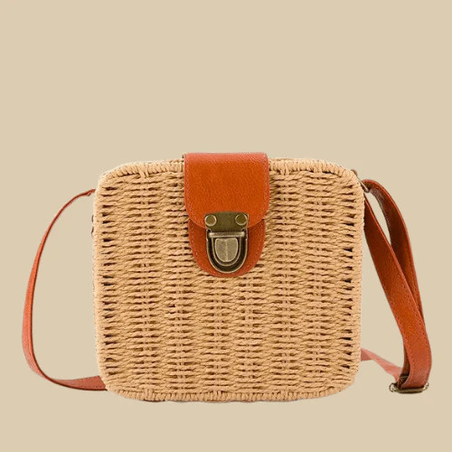 Straw crossbody bag for women - straw,