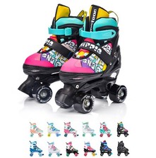 Roller Skates Size 9-1 Quad Skates Shoes Adjustable Children Kids Women 4Wheel