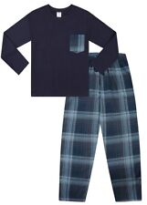 Boys Navy Check Long Pocket Pyjama Set