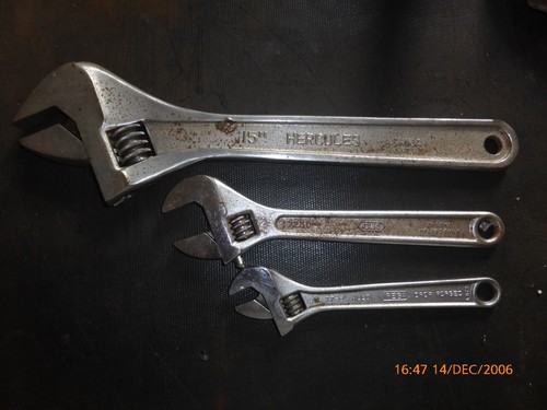 Adjustable spanners used - , 15