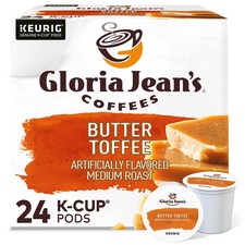 Gloria Jean's Butter Toffee, Keurig K-Cup Pods, Medium Roast Coffee, 24 Count