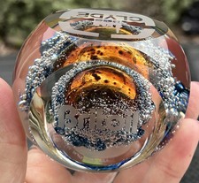 Vintage Selkirk Glass Britoil - Clyde Oil Rig Scotland 1985 Glass Paperweight