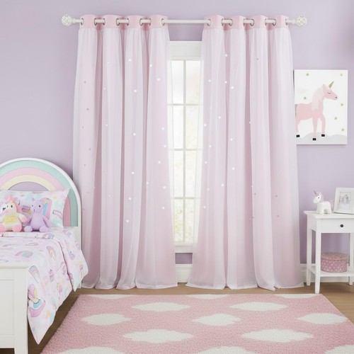 Girls bedroom pink curtains - bedroom,