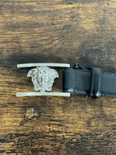 Vintage Versace Medusa Head Leather Belt And Buckle Gianni Made In Italy 36-40in