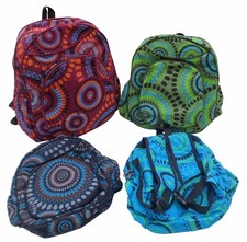 FAIR TRADE COTTON PRINT CANVAS HIPPY BOHO BEACH TRAVEL BACKPACK SCHOOL DAY BAG