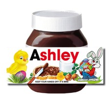 EASTER BUNNY EGG gift Personalised Hazel Nut Chocolate Spread label Sticker Fun
