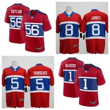 Men's NFL Giants #1#5#8#56 Taylor/Jones/Nabers American Football Jerseys