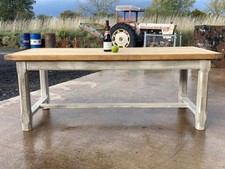 A FINE LARGE SUBSTANTIAL VINTAGE SOLID OAK COUNTRY HOUSE REFECTORY DINING TABLE 