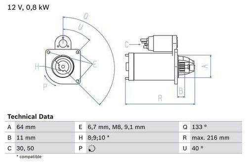 Bosch starter motor - starter, fiat