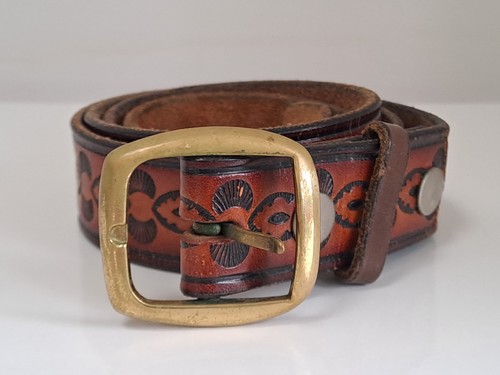 Vintage tooled tan genuine - vintage,