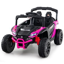 COSTWAY 12V Kids Ride On Car Electric UTV Truck with Remote Control-Rose