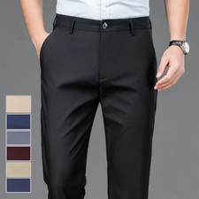Men Pants Stretch Solid Black Casual Men'S Trousers Office Quick Dry Suit Pants