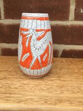 Vintage Italian Vase Orange Fratelli Fanciullacci Deer Italy 60s Ht 15cm