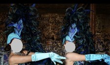 Showgirl Samba Headress Blue Feathers 