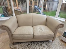 Laura Ashley 2-Seater Leather Sofa Cream