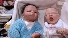 TWINS❤️Hugo and Hazel reborn doll Boy and Girl  weighted 2.2lb 14"and crib❤️