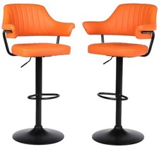 2 X PLUSH ORANGE BAR STOOLS