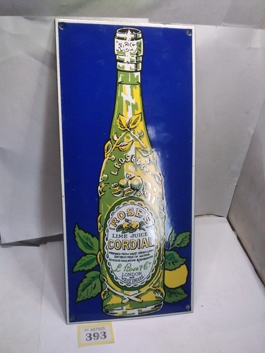 Roses lime cordial enamel sign - roses,