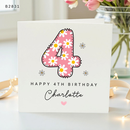 Personalised 4th birthday - personalised, card