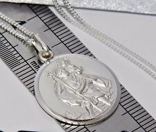 MEN'S Sterling Silver  St Christopher LARGE Pendant + 20 inch Chain