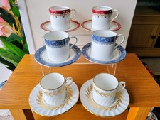 3 Aynsley China Demitasse Coffee Cups, Saucers, Blue Mist, Arundel, Durham 
