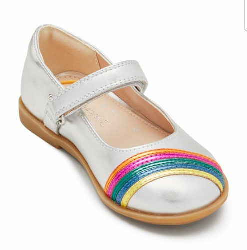 Girls silver mary jane flats - silver,