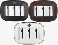 LeMieux Saddle Number Holder Leather Competition Pad Display Black/White/Brown