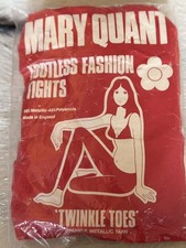 Vintage 1970s Unopened Mary Quant Silver Footless Tights