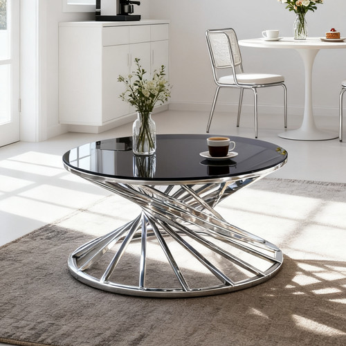Round coffee table - coffee,