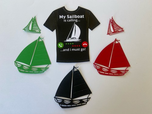 Sailing boat tshirt card - boat,