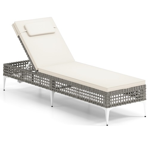 Rattan white sun lounger - white,
