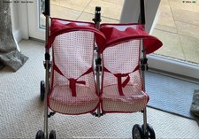Silver Cross Twin Dolls Pram Pushchair Buggy + 2 Soft Bodied Baby Dolls