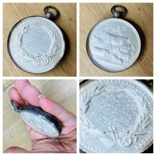Large Antique Silver Medal Encased Best Cow Birmingham Agricultural Society 1893