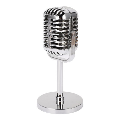 Silver retro microphone - silver, props