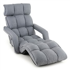 6-Position Floor Lounge Chair Foldable Lazy Sofa for Adults Grey