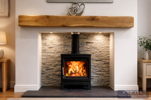 Solid oak beam fireplace - solid,