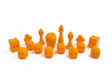 Halloween Ghost Chess Set – Full 32-Piece Set in Orange & Grey (3D Printed) 🎃👻