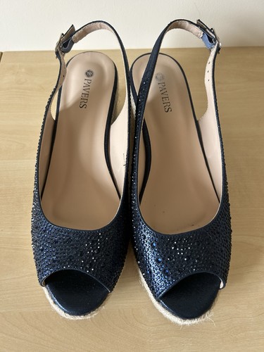 Blue pavers wedge - wedge, sandals