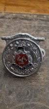 Isle of Man  Bike badge Safety first vintage badge & bracket  Enamel  centre 