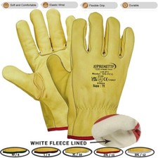 Yellow Leather Gardening Gloves Thorn Proof Garden Work Driver Safety Glove
