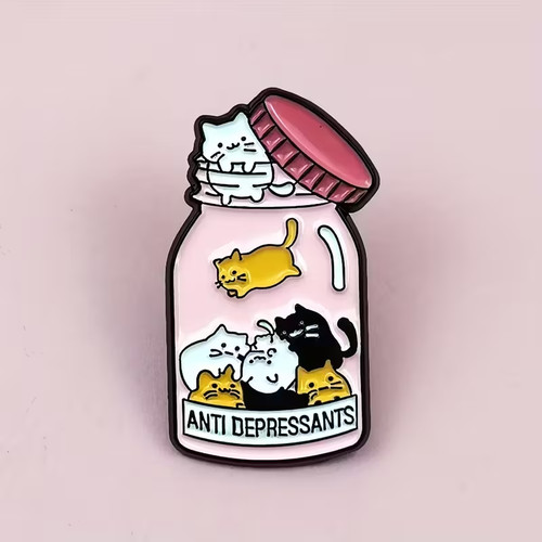 Funny cute cat enamel pin - funny,