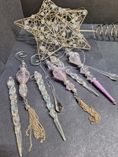 Christmas Tree Decorations Pink & Sparkly Icicles, Glass Drops, Star Tree Topper