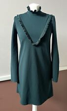 ZARA Dark Green Ruffle Detail Stretch  Mini  Dress- Size S/Uk 8. #Y