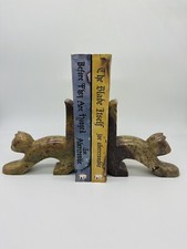 Marble Cat Tiger Bookends India H 6” L 6” W 1.5”