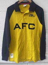 Arsenal FC 1989 Heritage Polo Shirt Yellow / Navy Long Sleeve Size Small